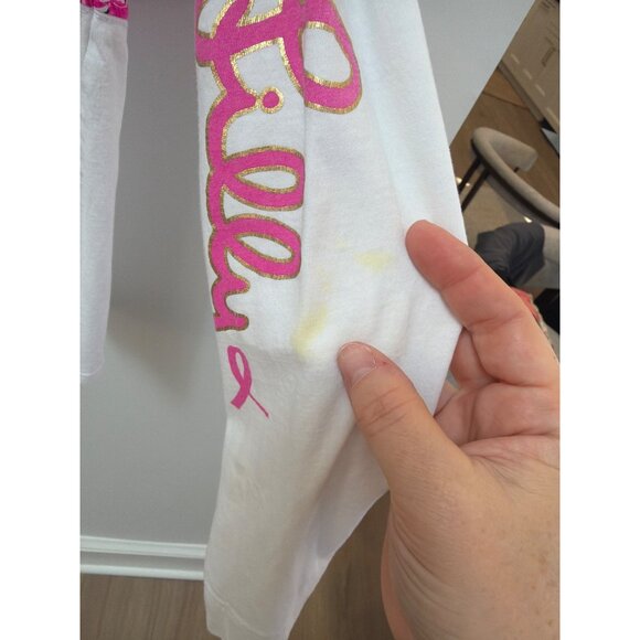 Lilly Pulitzer Girls Plumeria Pink Purrposefully Pink Breast Cancer Long Sleeve - Picture 3 of 4